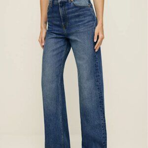 Reformation Cary Stretch High Rise Slouchy Wide Leg Jeans Blue - Size 28